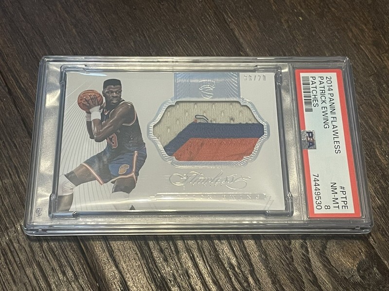 *** 2014 Flawless Patch Jersey Auto PATRICK EWING /20 PSA 8 Near Mint *** view 2