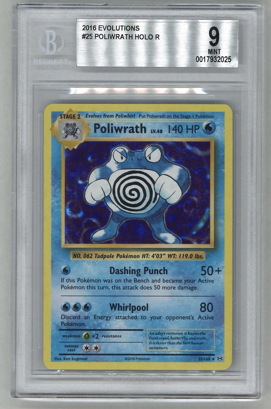 Pokémon TCG Poliwrath 25/108 XY Evolutions Holo Rare BGS 9 Mint