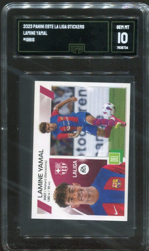 2023-24 Lamine Yamal Rookie Este #19 BIS Sticker Panini GMA 10 GEM MT RC