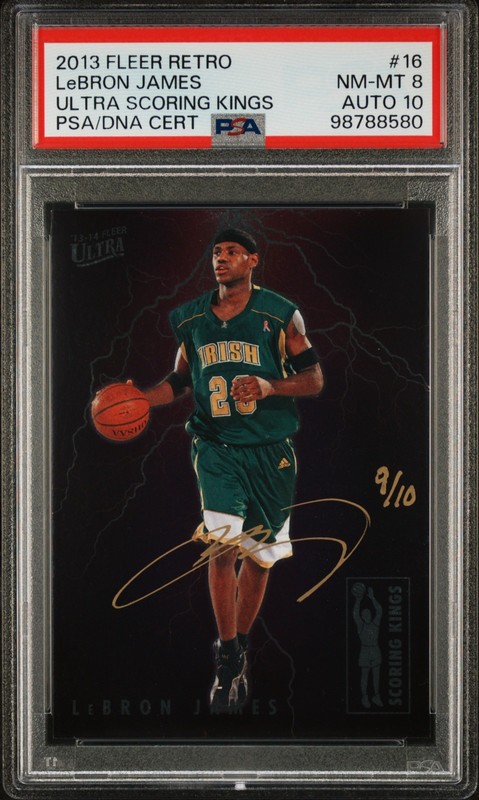 Lebron James 2013 Fleer Retro Ultra Scoring Kings Auto Gold Signature 9/10 PSA 8