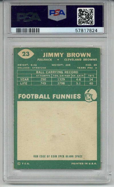 1960 TOPPS #23 JIM BROWN FOOTBALL CARD CLEVELAND BROWNS PSA 4 VG-EX LOW POP RARE view 2