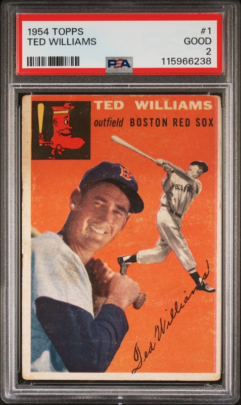 1954 TOPPS - TED WILLIAMS #1 PSA GRADED 2 GOOD BOSTON RED SOX
