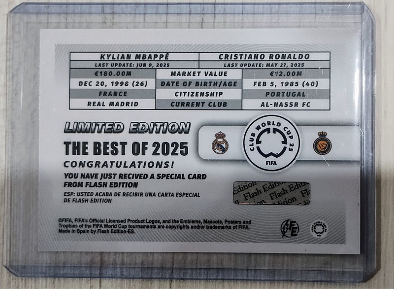 2025 FIFA CLUB WORLD CUP FE Card MBAPPE - CRISTIANO RONALDO Printed Auto 🔘 view 2