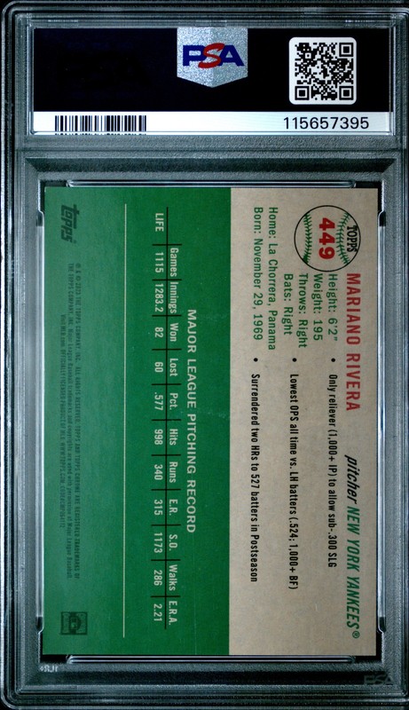 Mariano Rivera 2023 Topps Chrome Platinum Anniversary Green Wave 74/99 PSA 10 view 2