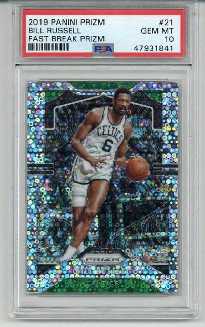 2019 PANINI PRIZM FAST BREAK PRIZM #21 BILL RUSSELL CARD CELTICS PSA 10 LOW POP