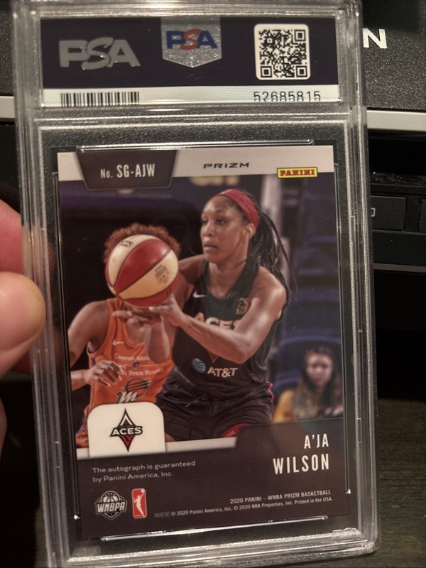 A'JA Wilson WNBA 2020 Panini Prizm SILVER Signatures PSA 9 MINT view 2