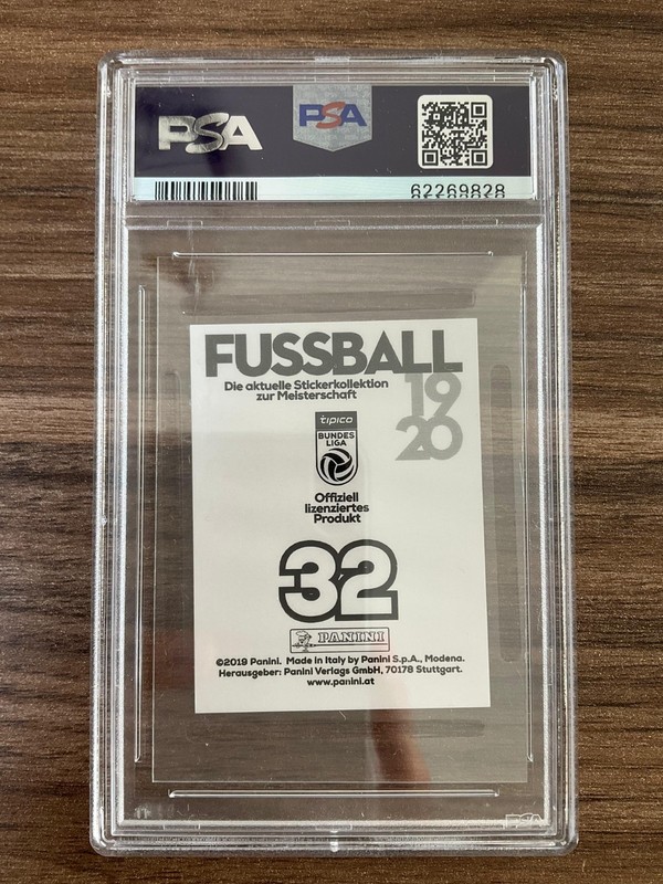 2019 Panini Fussball Bundesliga Soccer #32 Erling Haaland RC Rookie PSA 8 NM-MT view 2