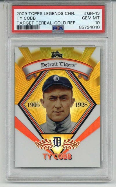 2009 TOPPS LEGENDS CHROME TARGET CEREAL GOLD REFRACTOR #GR13 TY COBB PSA 10 RARE