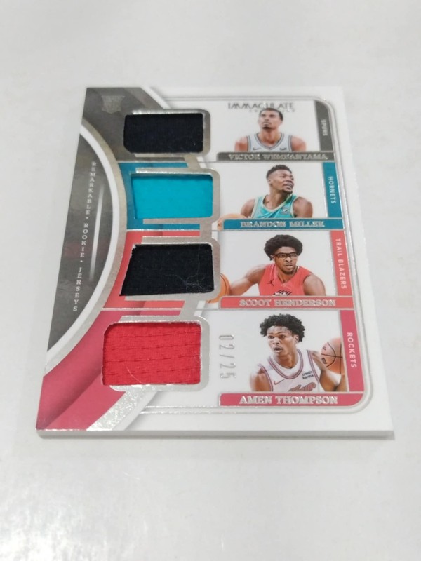 2023-24 NATIONAL TREASURES JERSEY RC VICTOR WEMBANYAMA MILLER THOMPSON/25