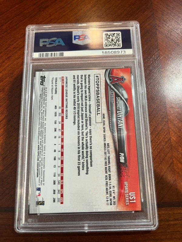 2018 Topps Update  Shohei Ohtani Rookie #US1 PSA 10 Gem Mint Pitching In Red Jer view 2