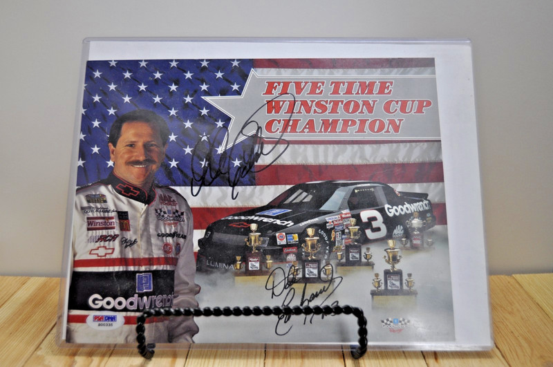 1992 Dale Earnhardt Winston Cup Champion Hero Card Signed 2x w/ PSA Certificate view 2