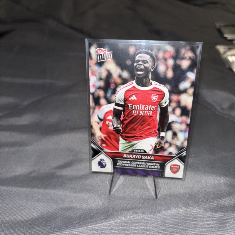 Bukayo Saka  2025-26 Premier League Topps NOW Card 31 “100 Goal Contributions”
