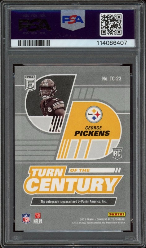 PSA 10 2022 Donruss Elite George Pickens Black Gold Rookie Auto /25 Cowboys RC view 2
