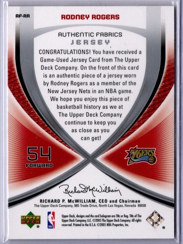 2005-06 SP Game Used Basketball Weber/Iguodala 76ers Player Worn Jersey Card #d view 2