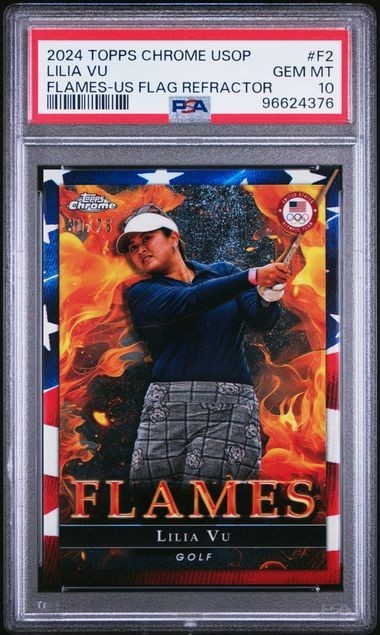LILIA VU 2024 Topps Chrome Olympics Flames US FLAG Refractor /76 PSA 10 GEM *gb