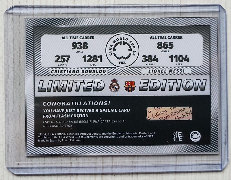 2025 FIFA CLUB WORLD CUP FE Card CRISTIANO RONALDO & LIONEL MESSI Printed Auto🟡 view 2