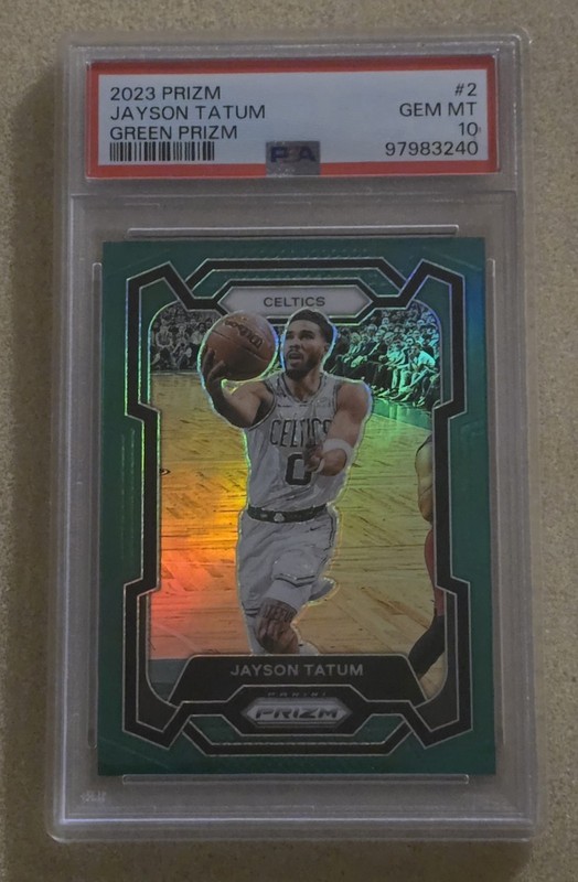 2023-24 Panini Prizm JAYSON TATUM Green Prizm PSA 10 Gem Mint Boston Celtics #2 view 1