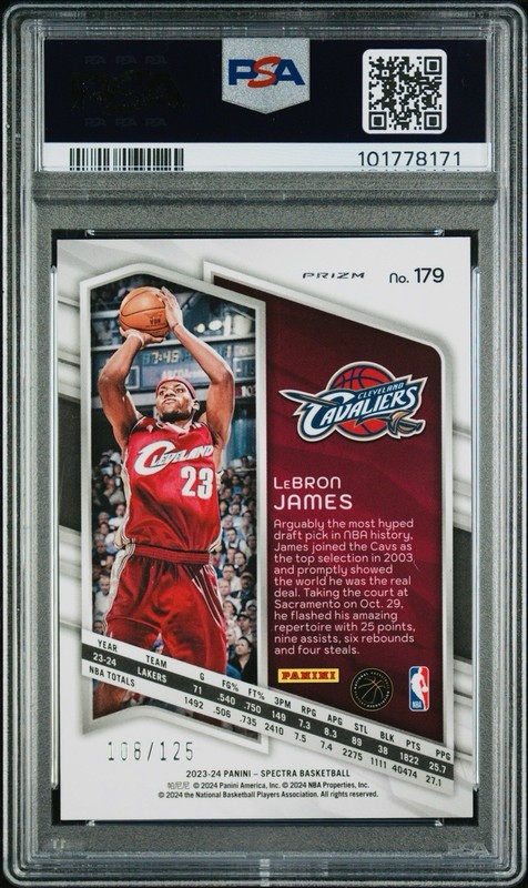 2023 PANINI SPECTRA LEBRON JAMES #179 CELESTIAL /125 PSA 10 POP 12 view 2