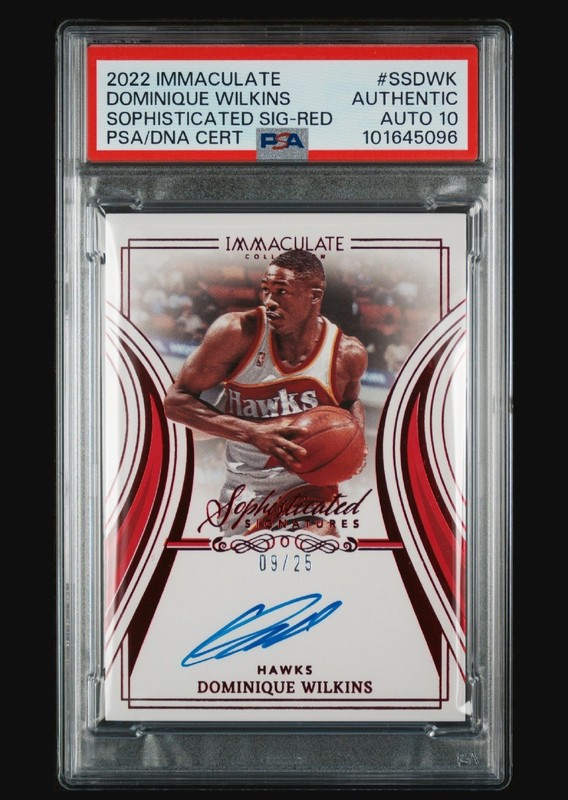 POP1🔥'22 IMMACULATE DOMINIQUE WILKINS SOPHISTICATED SIG. RED #'d/25 AUTO PSA 10