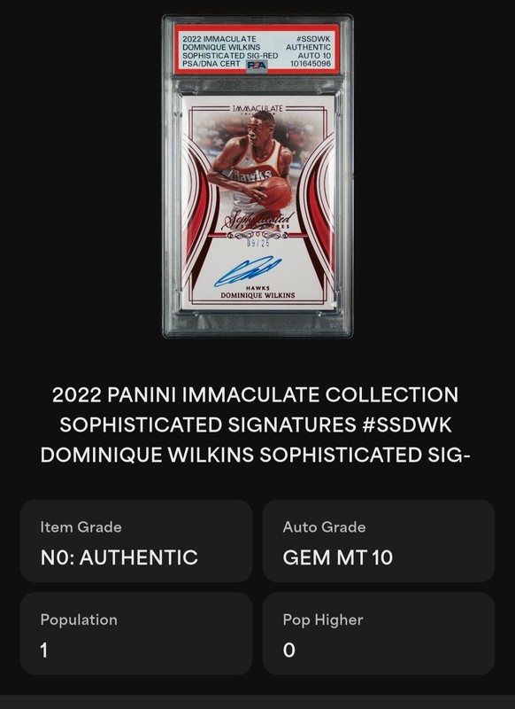 POP1🔥'22 IMMACULATE DOMINIQUE WILKINS SOPHISTICATED SIG. RED #'d/25 AUTO PSA 10 view 2