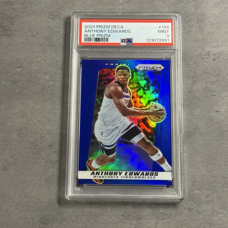 Anthony Edwards PSA 9 2024-25 Panini Prizm Deca Blue /149 #194 Timberwolves