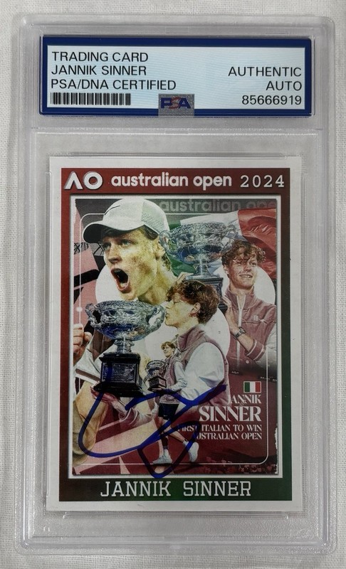 JANNIK SINNER SIGNED ‘24 PRO NET AUSTRALIAN OPEN RC PSA AUTO 1ST ITALIAN TO WIN