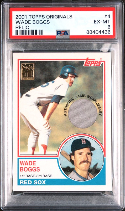 🍗HOF Wade Boggs GAME-USED JERSEY 2001 Topps Originals Relic 4 GAME-WORN Red Sox