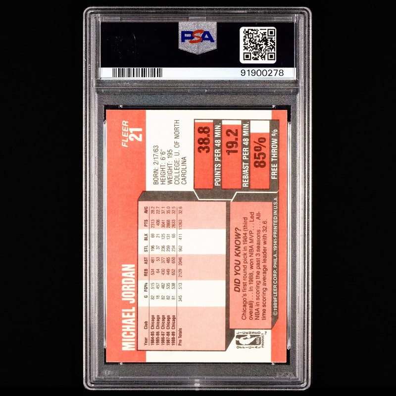 1989 FLEER Basketball 🔥 Michael Jordan #21 On Card Autograph 🔥 PSA AUTO view 2