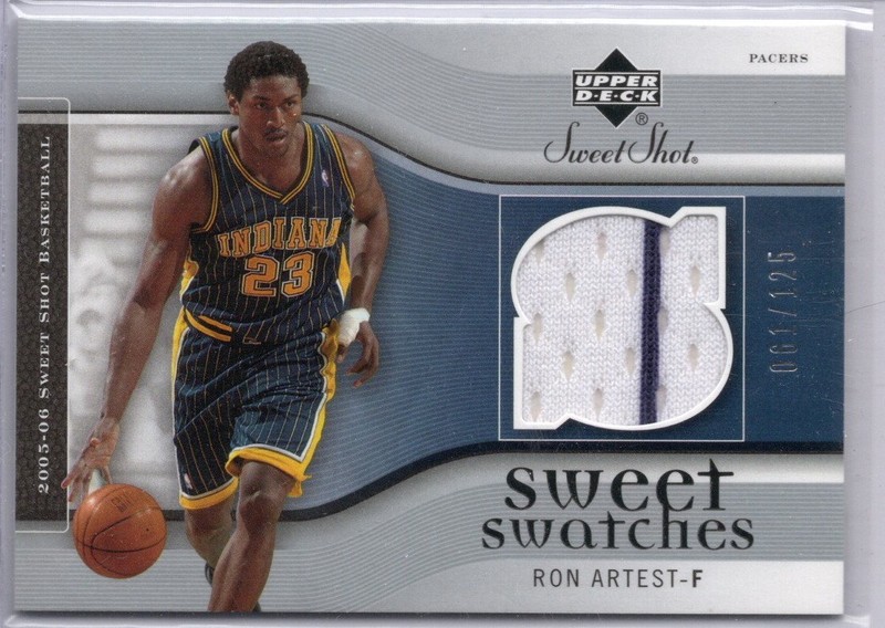 2005-2006 Sweet Shot Basketball Ron Artest Game Used Pacers Jersey Card #d
