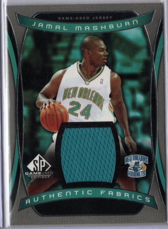 04-05 SP Game Used Basketball Jamal Mashburn Game-Used Hornets Teal Jersey Card