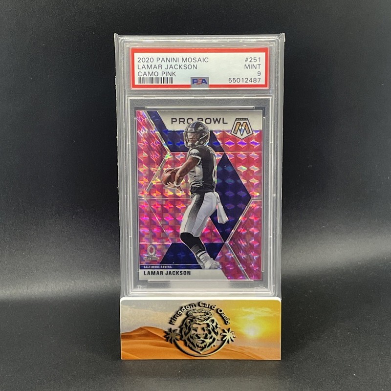 💥2020 Panini Mosaic #251 Lamar Jackson - Prizm Camo Pink Ravens MVP PSA 9💥