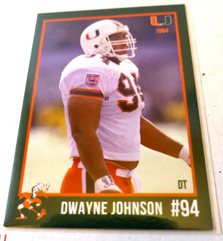 1994 Bumble Bee Dwayne "The Rock" Johnson College Football Rookie Card RC