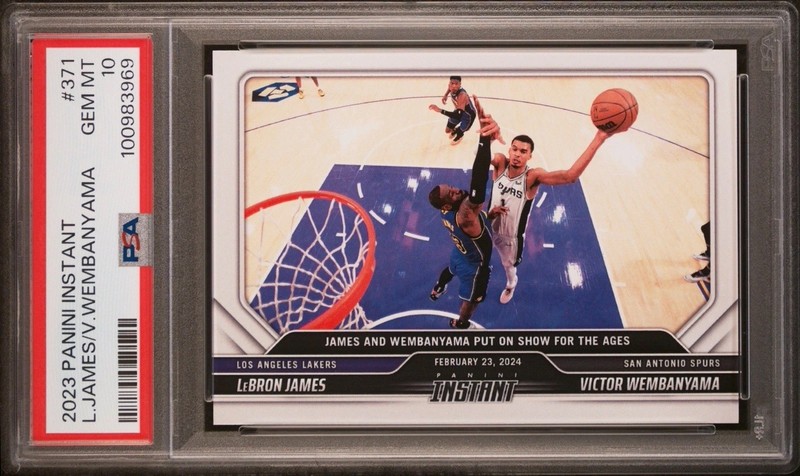 2023-24 Panini Instant- LeBron James, Victor Wembanyama #371, /5496, PSA 10