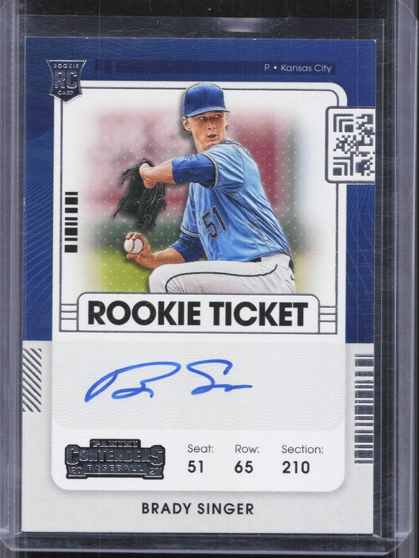 2021 Panini Contenders #120 Brady Singer Rookie Ticket Auto (A)