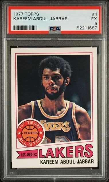 1977 TOPPS KAREEM ABDUL-JABBAR  #1  PSA 5  (NEW LABEL & HIGH EYE APPEAL)
