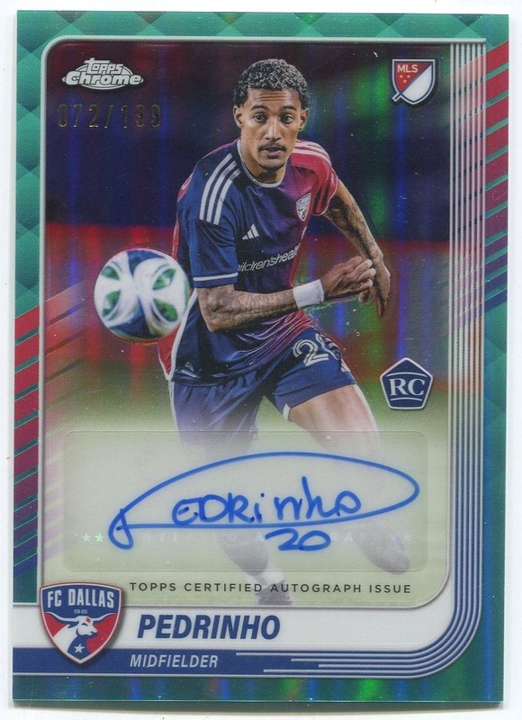 Pedrinho RC AUTO 2025 Topps Chrome MLS Autographs /199 Aqua Refractor