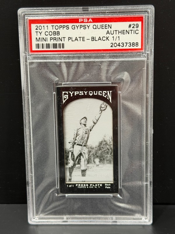 1/1 TY COBB PRINT PLATE #29 BLACK 2011 TOPPS GYPSY QUEEN PSA AUTHENTIC