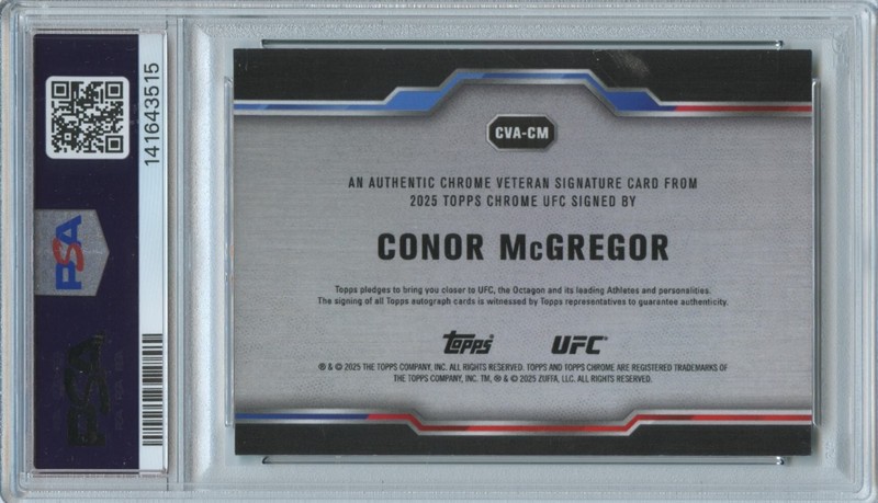 Conor Mcgregor 2025 Topps Chrome Green on Card Auto Autograph UFC 6/99 PSA 8 view 2