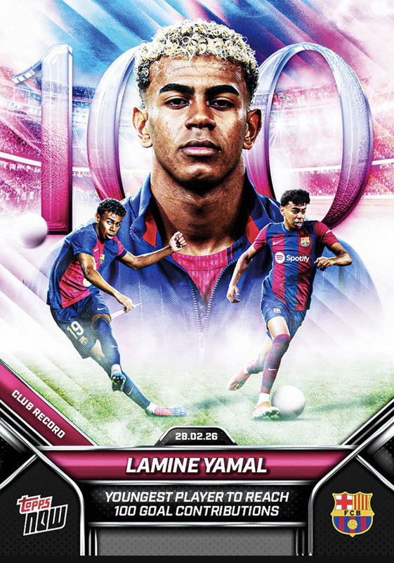 TOPPS NOW Lamine Yamal 100 Goal Contributions 2026 FC Barcelona Card 5