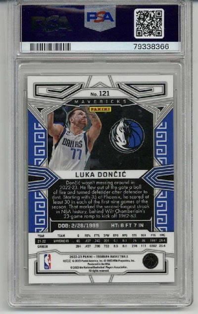 2022 PANINI OBSIDIAN ELECTRIC ETCH WHITE PULSAR #121 LUKA DONCIC PSA 10 LOW POP view 2