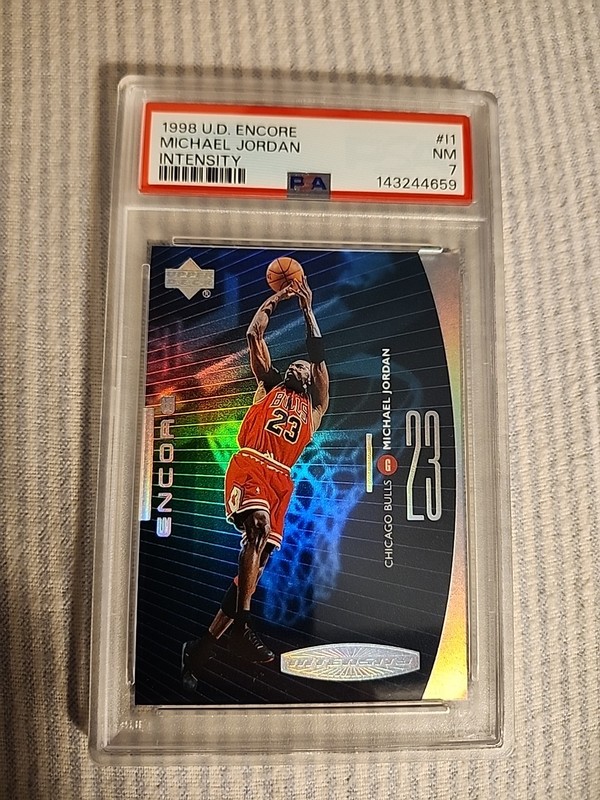 1998 UPPER DECK ENCORE INTENSITY #I1 MICHAEL JORDAN INTENSITY PSA 7