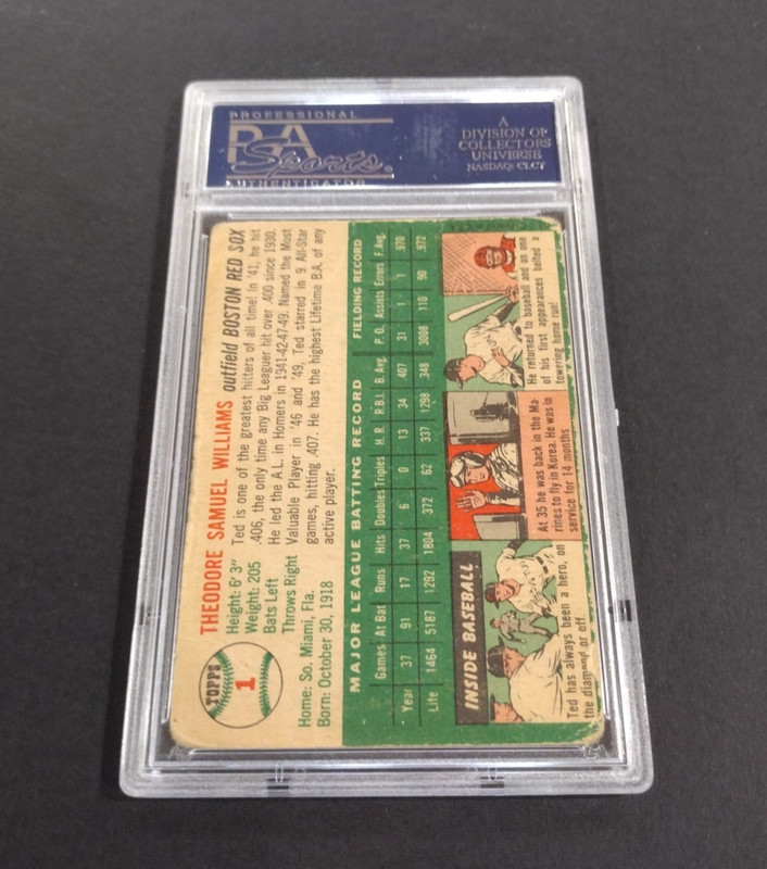 1954 TOPPS TED WILLIAMS  #1  PSA 1 view 2
