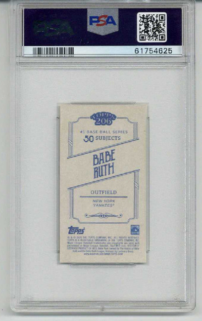 2020 TOPPS 206 BABE RUTH CARD NEW YORK YANKEES PSA 10 LOW POP VERY RARE view 2