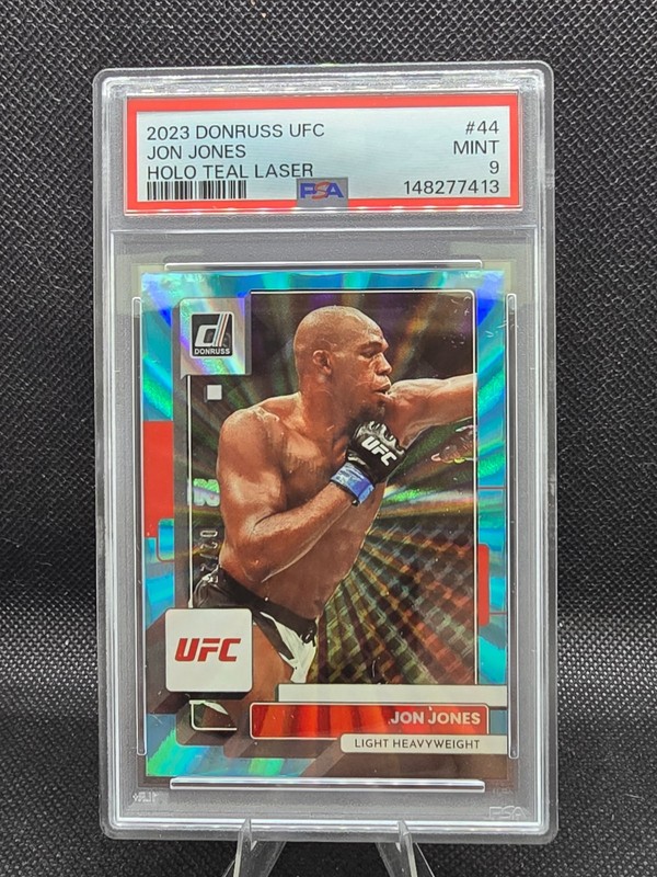 2023 Donruss UFC Jon Jones Holo Teal Laser #44 02/25 PSA 9 Pop 1