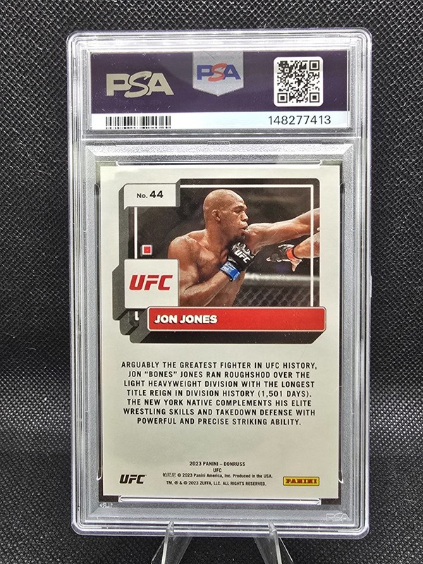 2023 Donruss UFC Jon Jones Holo Teal Laser #44 02/25 PSA 9 Pop 1 view 2