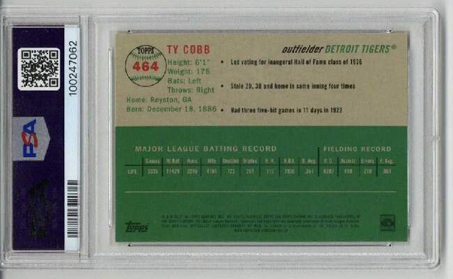 2023 TOPPS CHROME PLATINUM ANNIVERSARY RED PRISM REFRACTOR TY COBB PSA 10 RARE view 2