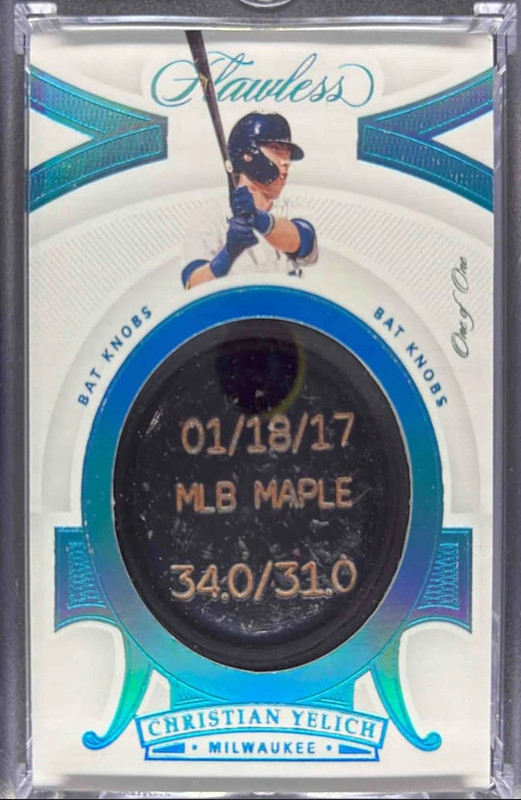 2020 PANINI FLAWLESS CHRISTIAN YELICH GAME USED BAT KNOB RELIC 1/1!