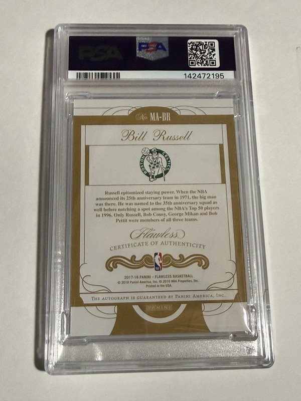 Bill Russell 2017 Panini Flawless Momentous Autographs Auto /25 Celtics PSA 8 view 2
