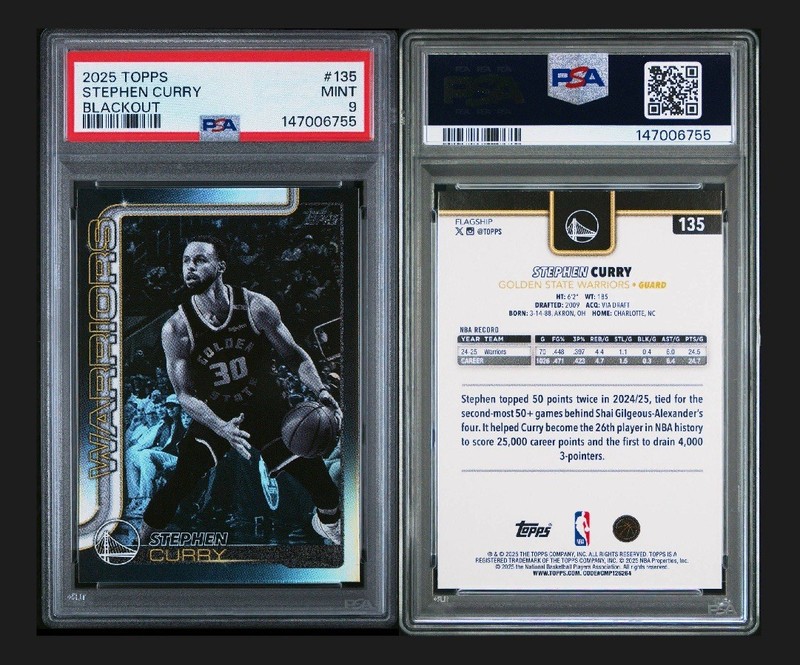 2025-26 Topps Stephen Curry #135 Blackout Warriors NBA PSA 9