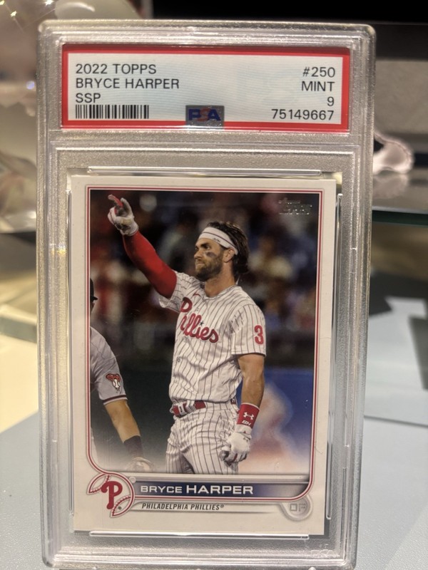 2022 Topps Series 1 Bryce Harper #250 SSP Image Photo Variation PSA 9